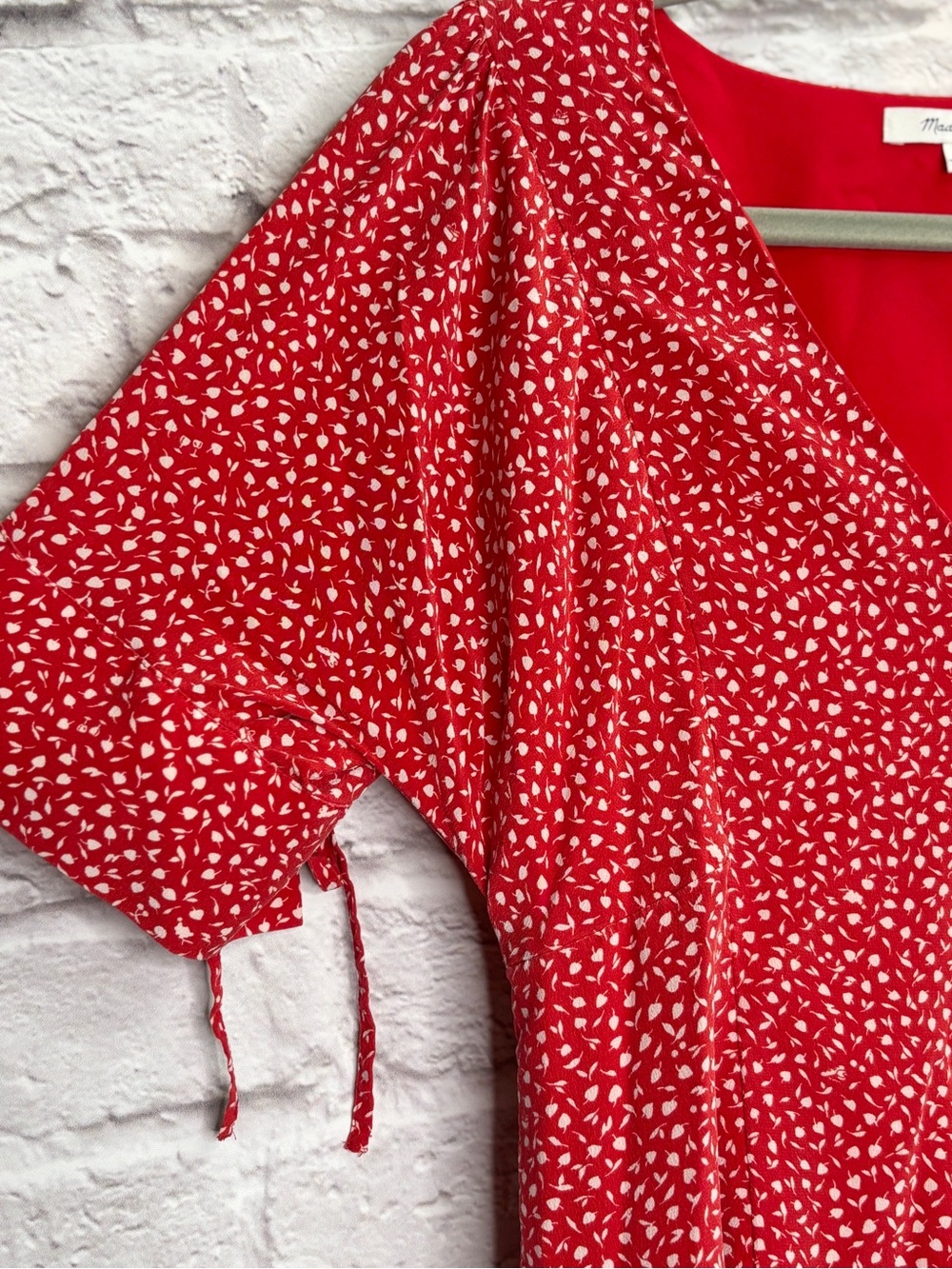 Madewell Womens Silk Button-Front Mini Dress In Park Picnic Size 4 Kilt Red - Picture 7 of 9